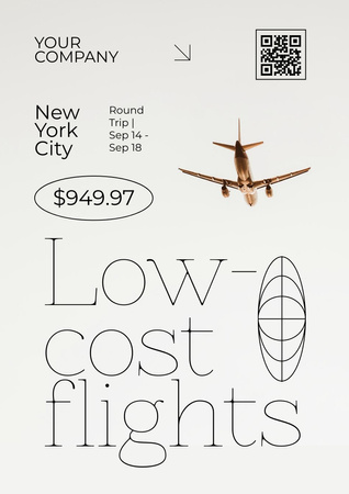 Cheap Flights Ad to New York City Poster A3 Πρότυπο σχεδίασης