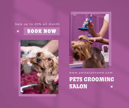 Offer of Discount on Pet Grooming Services Facebook Design Template