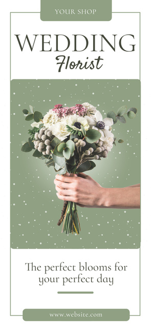 Ontwerpsjabloon van Snapchat Geofilter van Wedding Florist Proposal with Beautiful Bouquet of Flowers in Hand