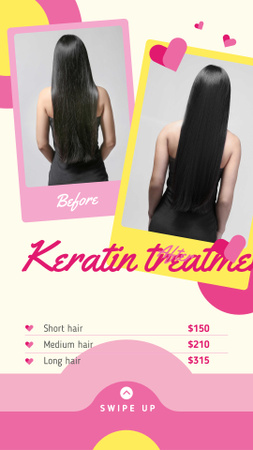 Female hair before and after treatment Instagram Story tervezősablon