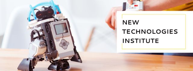 New technologies institute with modern robot Facebook cover Πρότυπο σχεδίασης