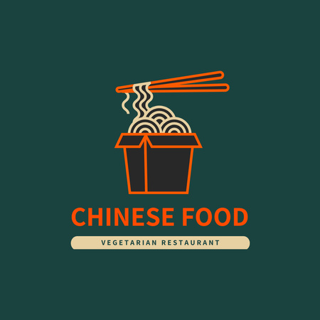 Tasty Chinese Noodles Dish Logo 1080x1080px Design Template