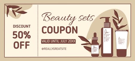 Platilla de diseño Discount on Beauty Sets Coupon 3.75x8.25in