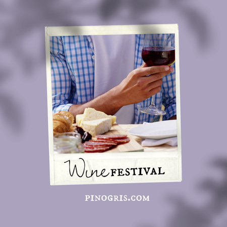 Wine Festival Event Ad with Wineglass in Hand Animated Post Design Template