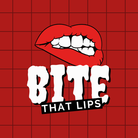 Music Album Promotion with Illustration of Lips Album Cover Design Template