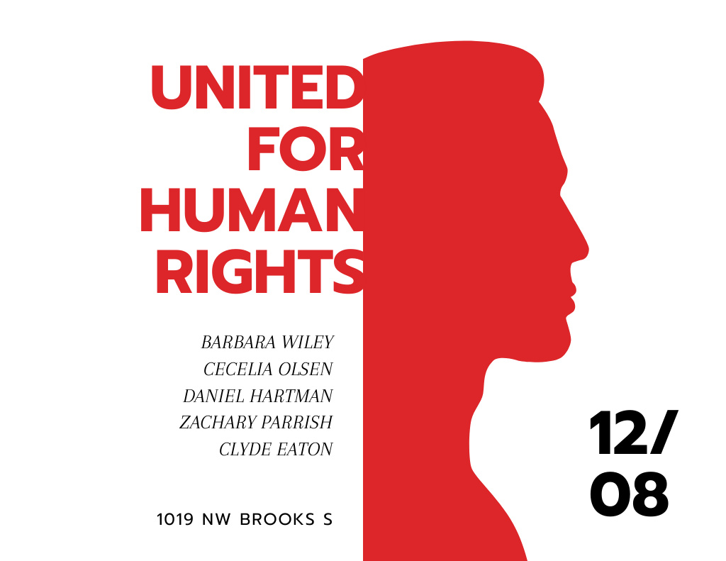 Designvorlage Announcement of an Event Focusing on Human Rights With Human Profile für Flyer 8.5x11in Horizontal