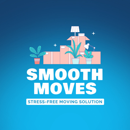 Designvorlage Reibungsloser und stressfreier Umzugsservice mit Kartons für Animated Logo