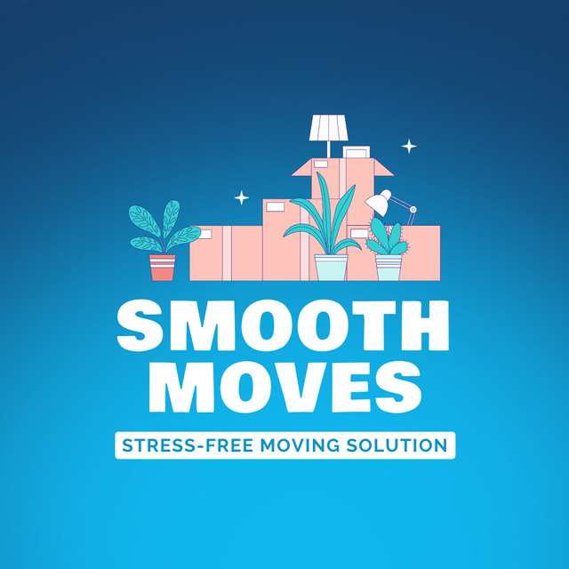 Smooth And Stress-free Moving Service With Boxes Animated Logoデザインテンプレート