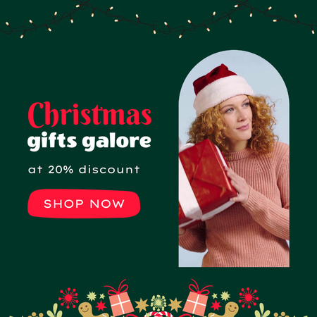 Christmas Holiday Sale with Offer of Discount on Gifts Animated Post Design Template