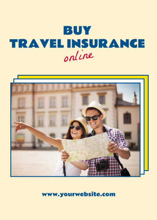 Offer to Buy Travel Insurance with Young Couple Flayer Design Template