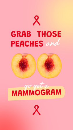 Plantilla de diseño de sensibilización sobre el cáncer de mama con melocotones y cinta Instagram Video Story 