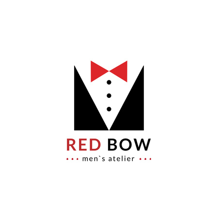 Fashion Atelier with Male Suit with Bow-Tie Logo 1080x1080px tervezősablon