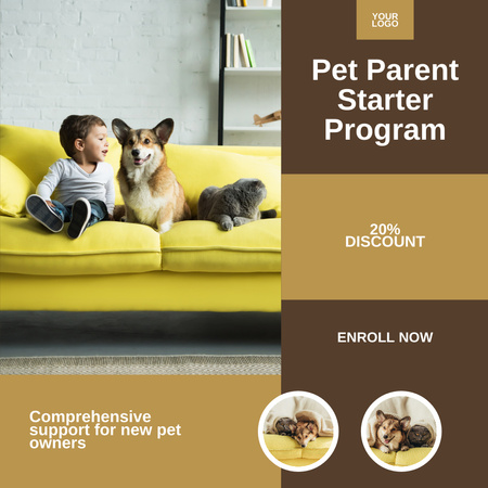 Discount on Pet Parent Starter Program on Brown Instagram Design Template