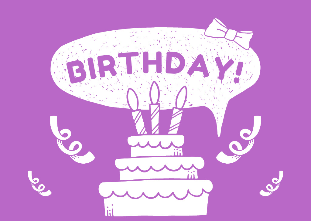 Birthday with White Cake Illustration Card Design Template