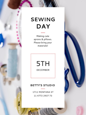 Plantilla de diseño de Sewing day event with needlework tools Poster US 