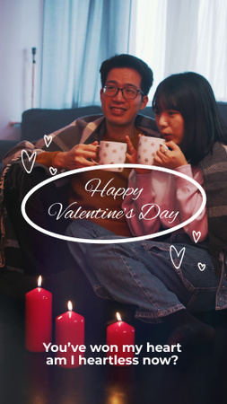 Happy Couple Celebrating Together Valentine`s Day Instagram Video Story Design Template