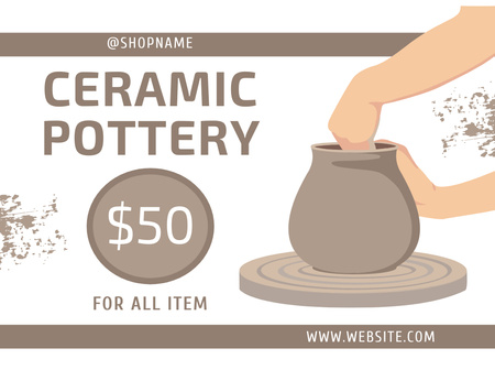 Ceramic Pottery With Price Offer Thank You Card 5.5x4in Horizontal Design Template