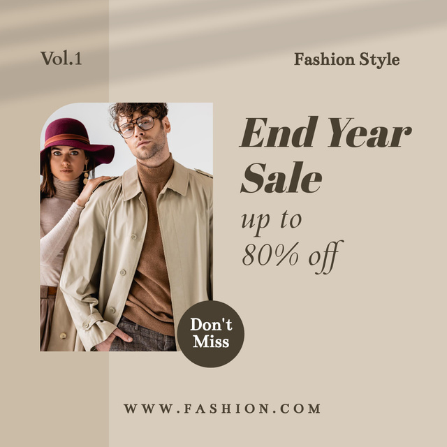Fashion Ad with Happy Couple Instagram Design Template