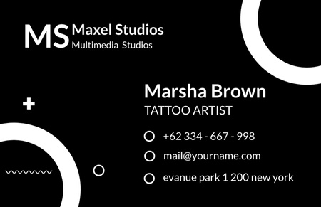 Minimalistic Tattoo Artist Service In Studio Offer Business Card 85x55mm Design Template