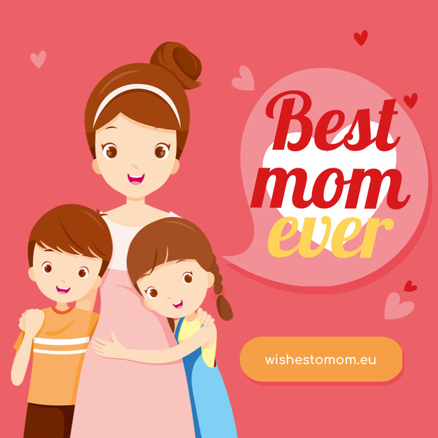 Mother hugging kids on Mother's Day Instagram Design Template