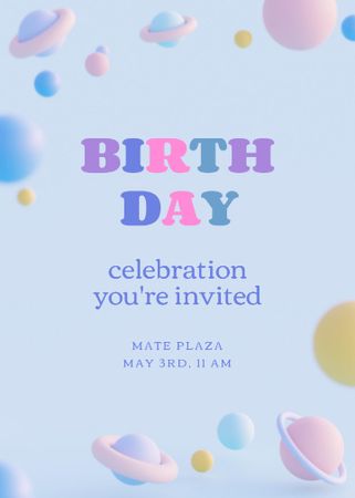 Birthday Party Celebration Announcement Invitation Modelo de Design