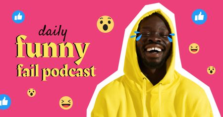Platilla de diseño Comedy Podcast Announcement with Funny Man Facebook AD