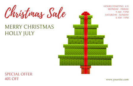  July Christmas Sale Special Offer Flyer 5.5x8.5in Horizontal Design Template