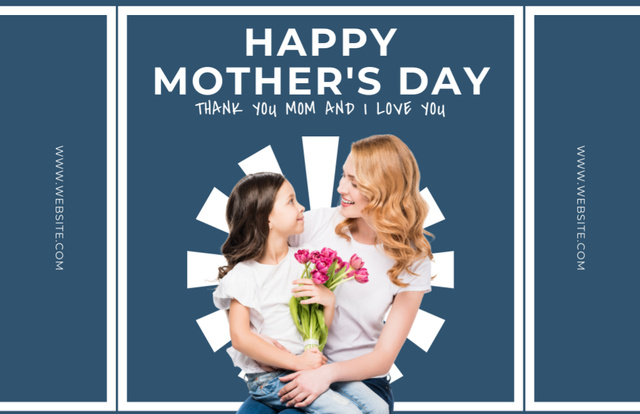 Cute Mother's Day Greeting with Mom and Daughter Thank You Card 5.5x8.5in tervezősablon