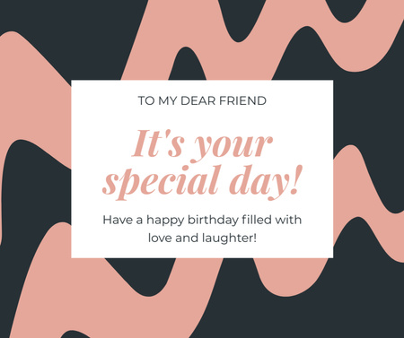 Best Birthday Wishes with Wavy Lines Facebook Design Template