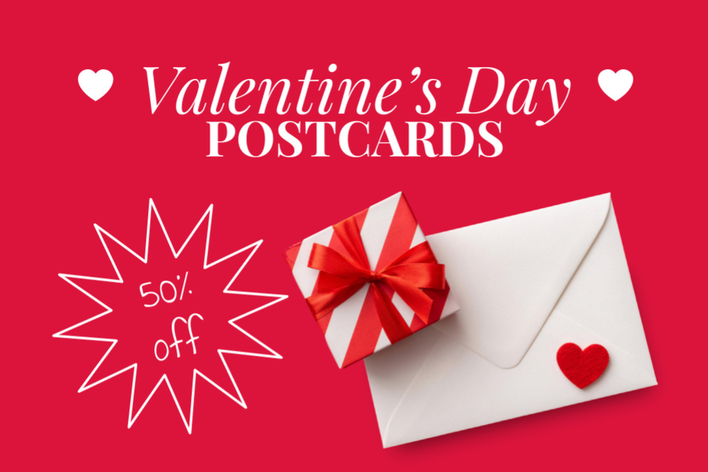 Valentine's Day Discount Announcement Postcard 4x6in – шаблон для дизайна