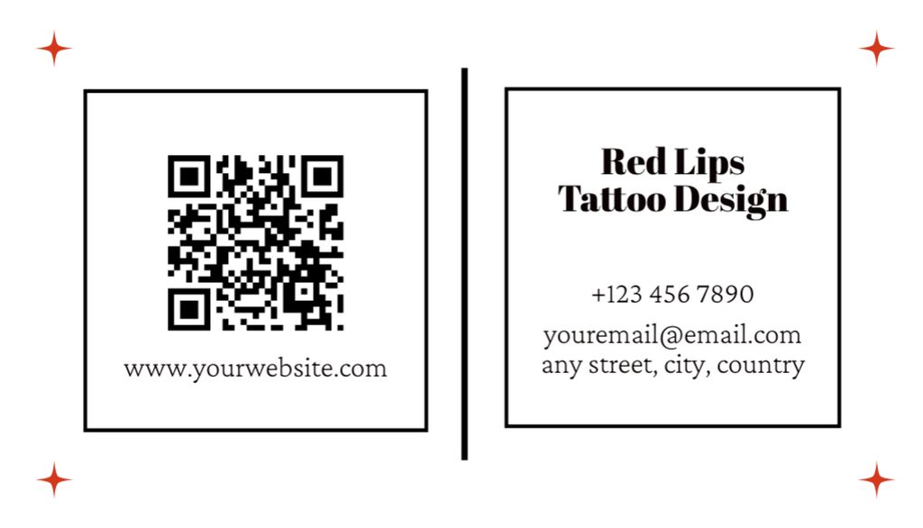 Ontwerpsjabloon van Business Card US van Tattoo Design Studio Ad With Contacts