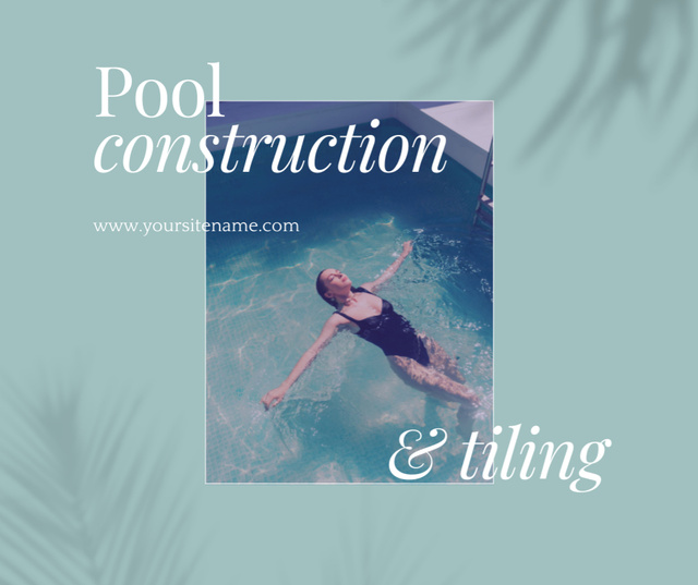Ontwerpsjabloon van Facebook van Offer of Swimming Pools Construction and Tiling