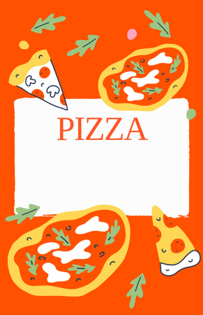 Template di design deliziosa pizza con ingredienti di cottura Recipe Card
