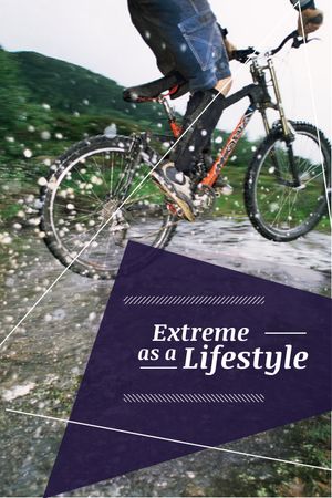 Extreme Sport inspiration Cyclist in Mountains Tumblr Πρότυπο σχεδίασης