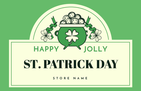 Happy St. Patrick's Day with Pot of Gold Thank You Card 5.5x8.5in Design Template