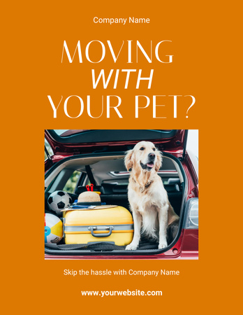 Retriever Dog Sitting in Car Trunk with Luggage Flyer 8.5x11in Design Template