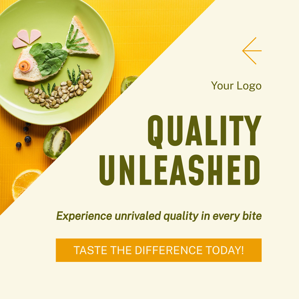 Quality Food Offer with Dish on Plate Instagram AD tervezősablon