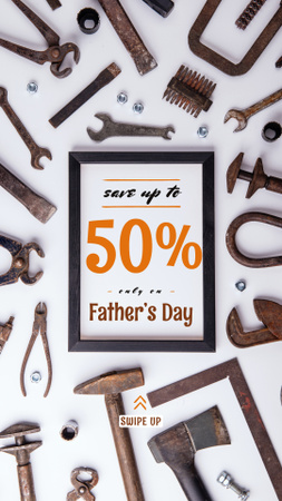 Fathers Day Offer with Rusty craftsman tools Instagram Story Design Template