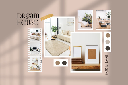 Dream House Beige Interior Mood Board Πρότυπο σχεδίασης
