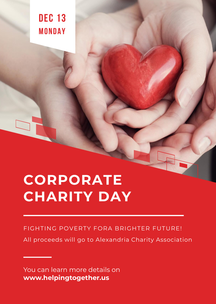 Plantilla de diseño de Corporate Charity Day Announcement Postcard A6 Vertical 