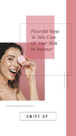 Modèle de visuel Woman cleaning Face from makeup - Instagram Story