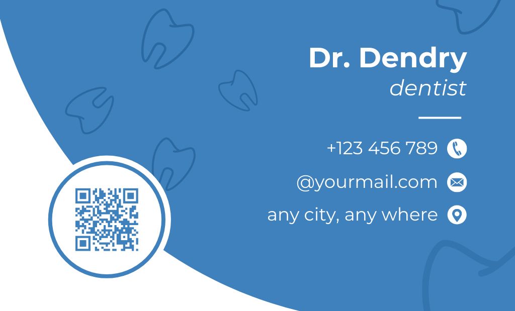 Dentistry Services Promo on Blue Business Card 91x55mm – шаблон для дизайна