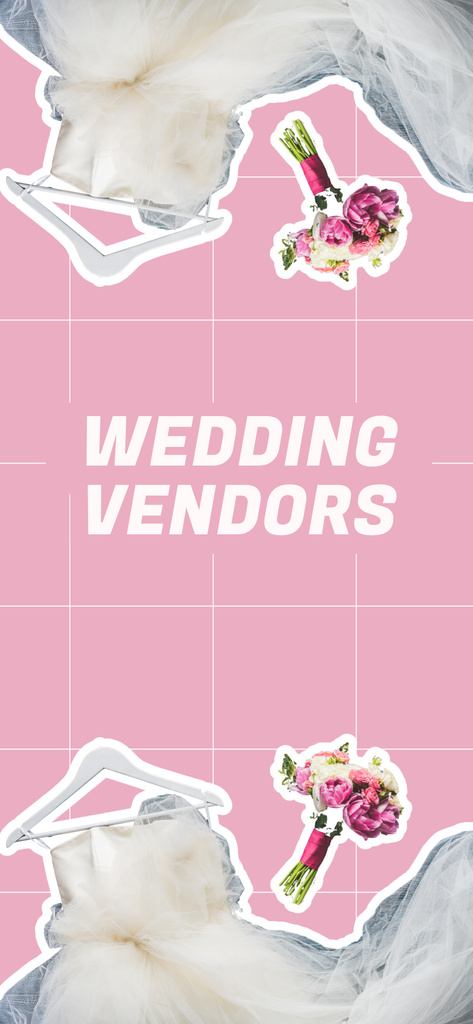 Designvorlage Wedding Dress on Hanger and Bridal Bouquet für Snapchat Geofilter