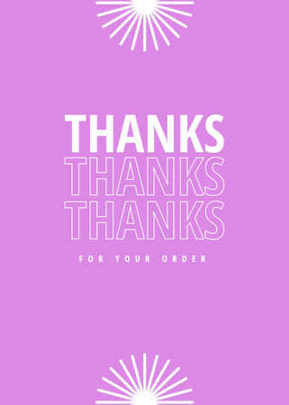 Thank You for Order Text on Purple Postcard 5x7in Vertical Design Template