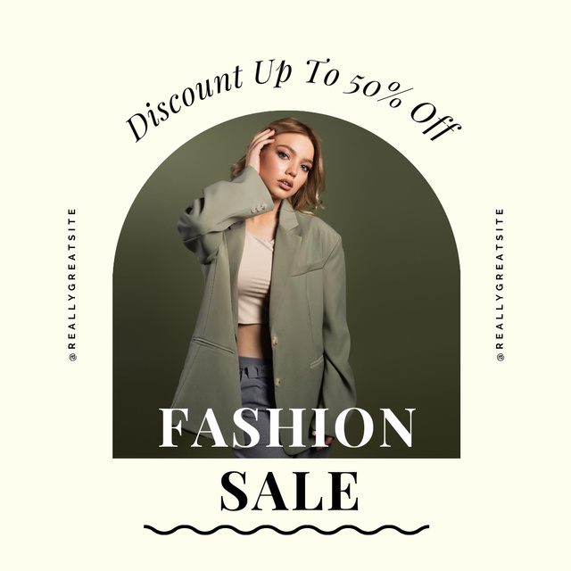 Fashion Sale with Young Stylish Woman Instagram Design Template