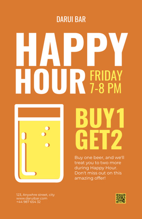 Promoção Happy Hours com Oferta de Cerveja Recipe Card Modelo de Design