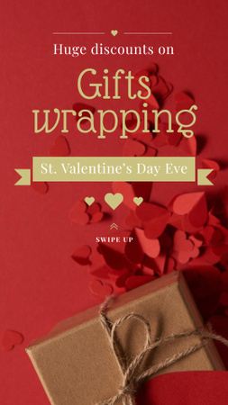 Designvorlage Valentine's Day Gift Wrapping in Red für Instagram Story