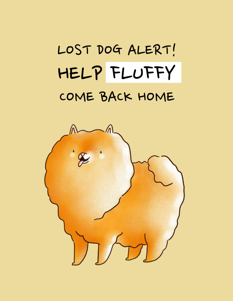 Platilla de diseño Announcement about Missing Dog with Cute Illustration Flyer 8.5x11in
