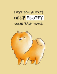 Fluffy Dog Missing Alert with Cute Illustration