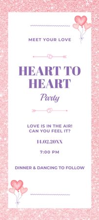Party For Meeting Love And Acquaintances Invitation 9.5x21cm Design Template